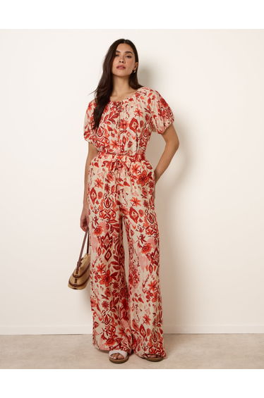Watercolour Floral Printed Wide Leg Trousers