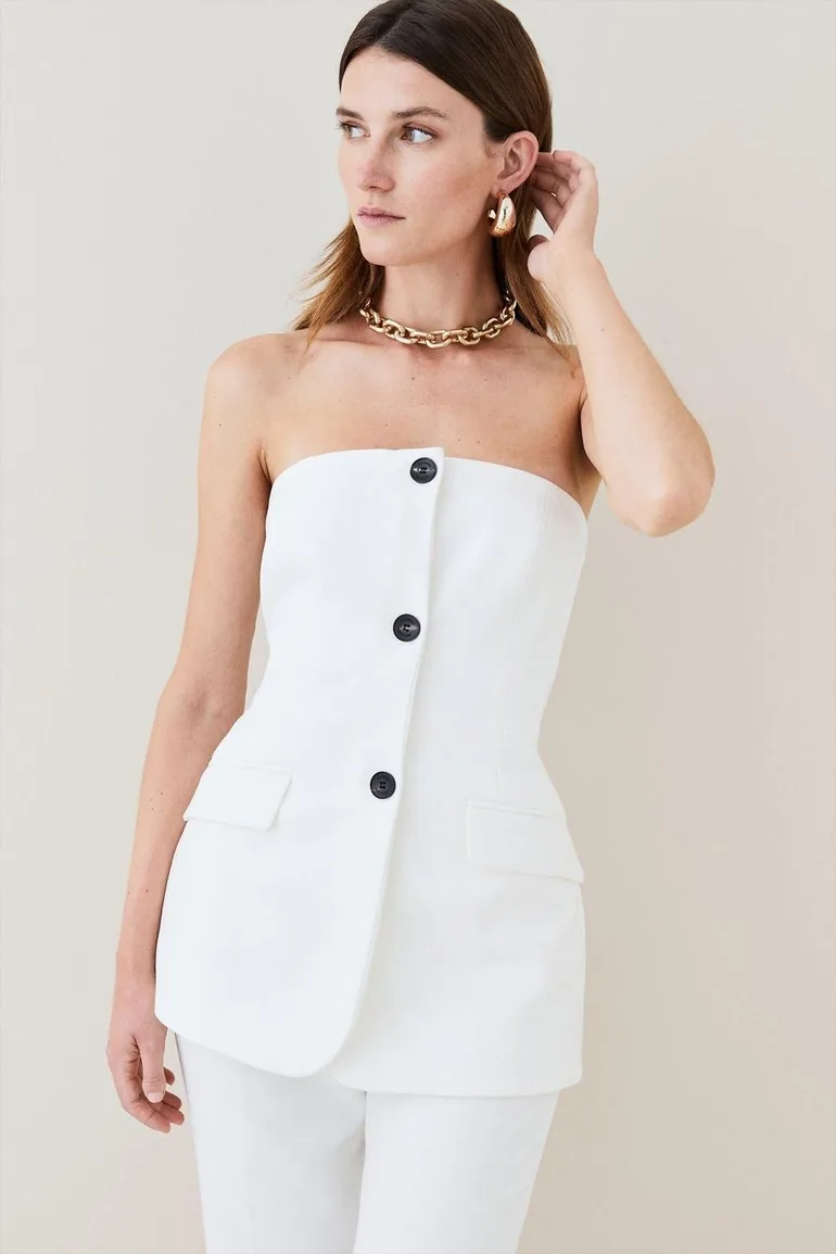 Compact Stretch Button Bodice Jumpsuit - 2