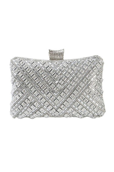 Fancy Rhinestone Overlay Clutch in Silver