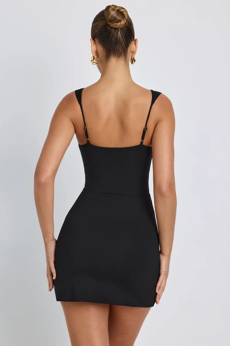 best little black dress for apple shape Classy Black Sweetheart Neckline Women Mini Length Faux Leather Dress XS / NAVY BLUE