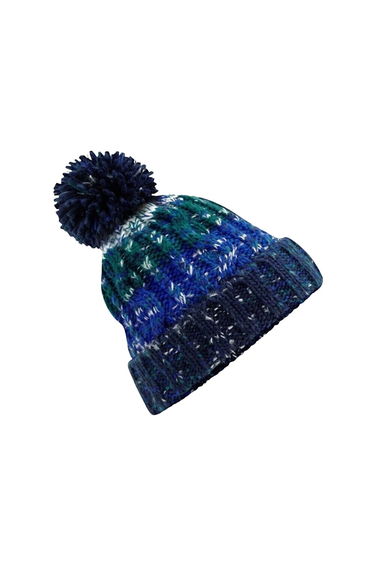 Beechfield Unisex Adults Corkscrew Knitted Pom Pom Beanie Hat - Alpine Blues