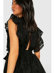 Broderie Ruffle Playsuit - black - 2