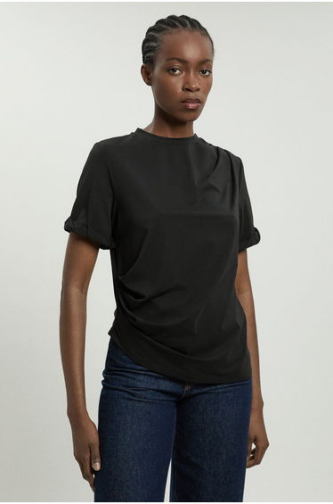Cotton Jersey Gathered Detail T-Shirt