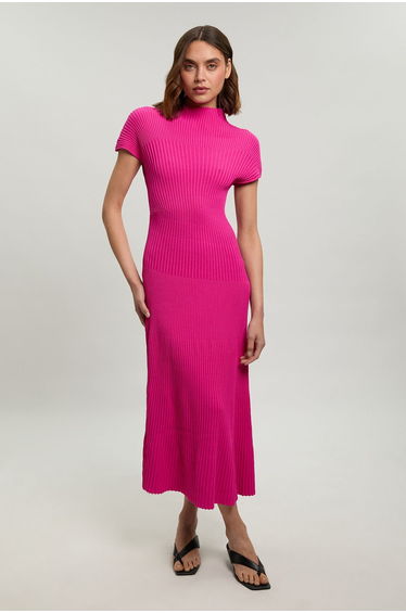Stitch Detail Knit Midi Dress