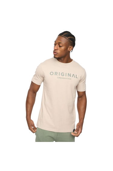 Crosshatch Mens Bardon Cotton T-Shirt - Light Stone
