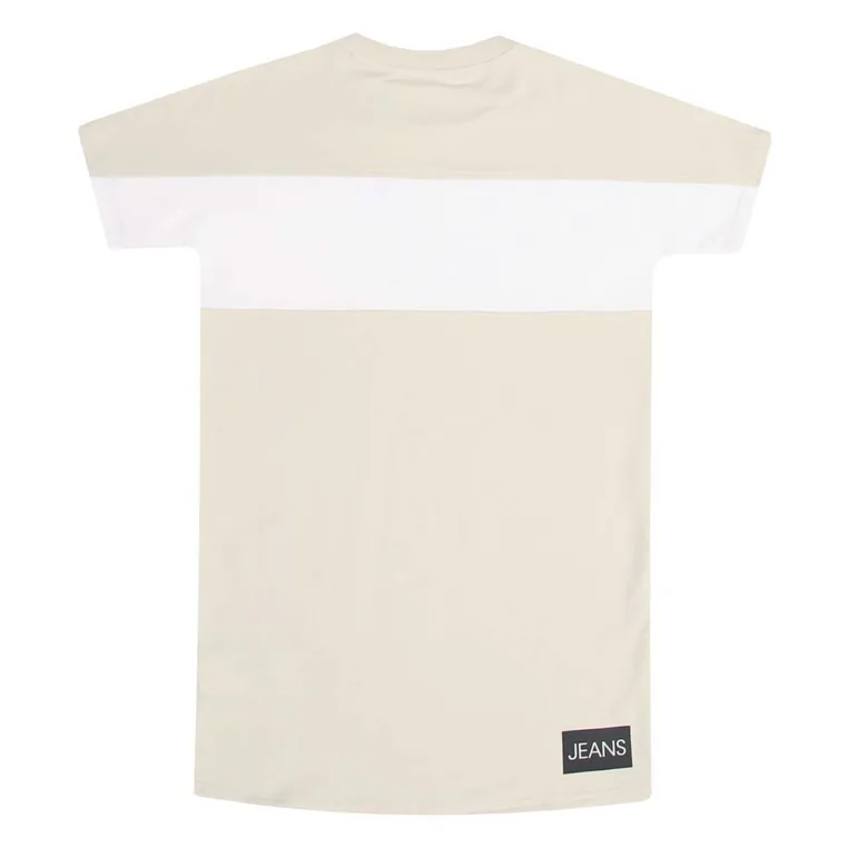 Calvin Klein Jeans - Girl's Calvin Klein Jeans Infant Colourblock T-Shirt Dress in Cream - 1