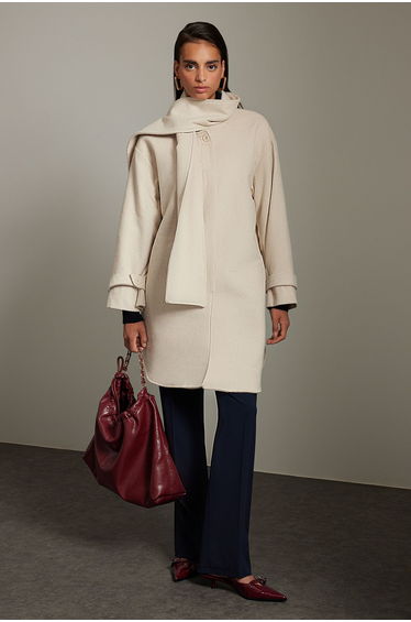Beige Regular Wool Coat