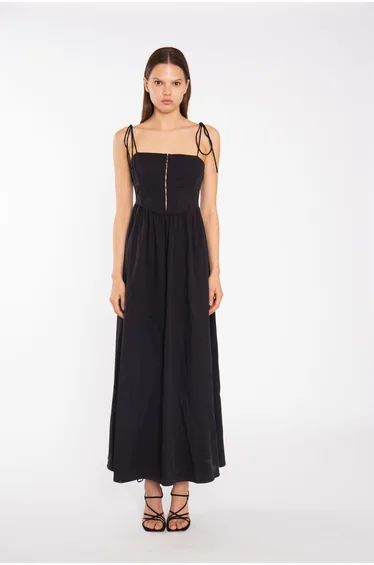 Black Corset Front Maxi-Dress