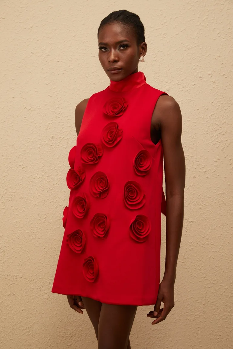 mini red rose dress Rose Mini Corset Dress Red Roses | Strapless, Backless, Bodycon Bandage Dress for Evening, Cocktail & Party Looks