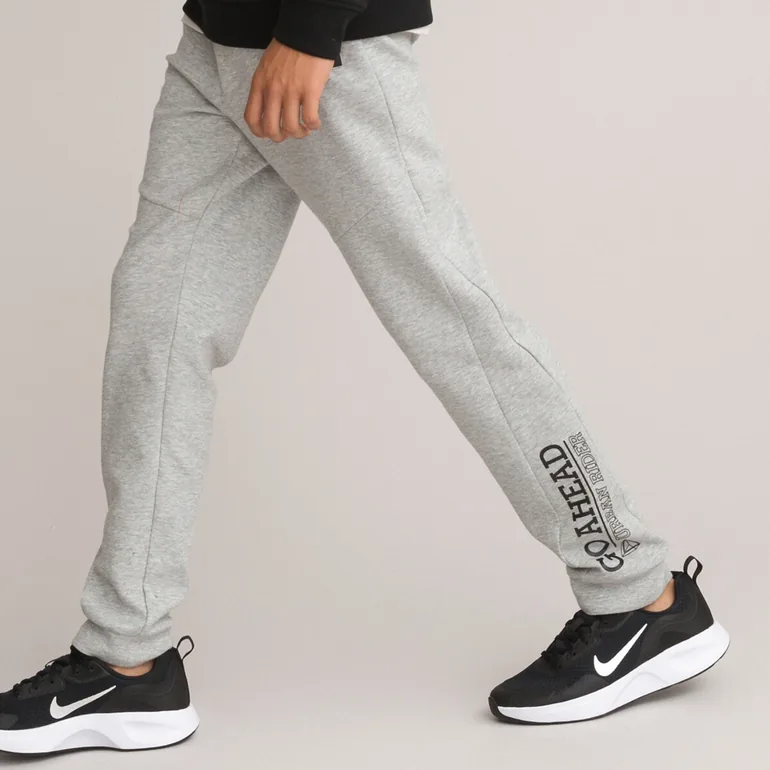 Slogan Print Joggers in Cotton Mix - 1