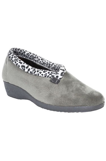 Lunar Womens/Ladies Paloma Leopard Print Slippers - Grey