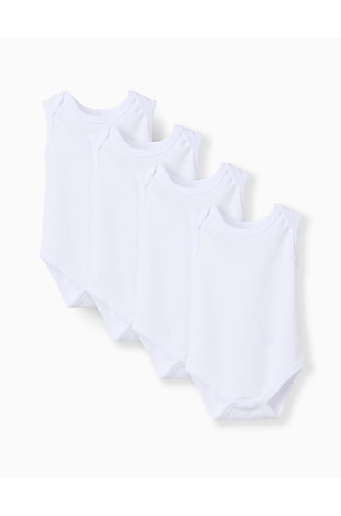 Pack Of 4 Plain SleeveleBodysuits For Newborns And Babies White