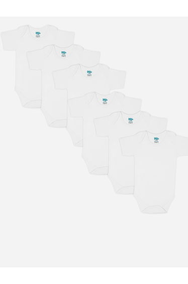Pack of 6 - Solid Combed Cotton Short Sleeves Bodysuit
