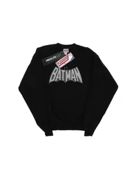 DC Comics Boys Batman Retro Crackle Logo Sweatshirt - Black