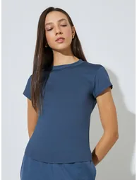 Blue Slim Fit Round Neck T-Shirt - 2