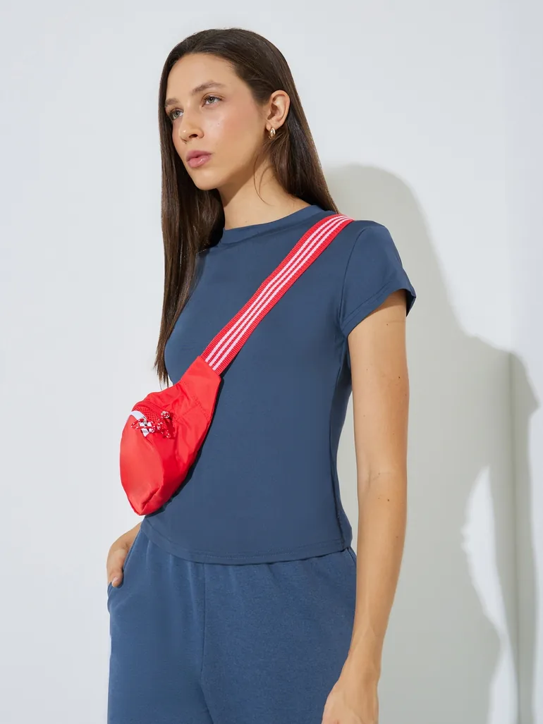 Blue Slim Fit Round Neck T-Shirt - 1