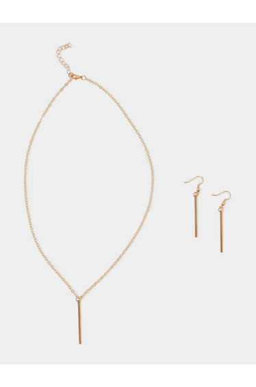 Bar Drop Earrings and Necklace Jewelry Set