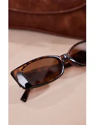 Tortoiseshell Cat Eye Slim Sunglasses - 2