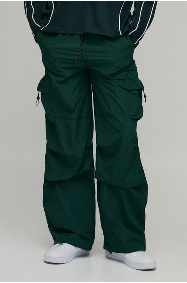 Baggy Fit Cargo Utility Track Pants - forest