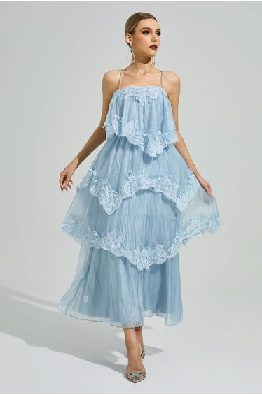 Axiom Blue Lace Maxi Dress