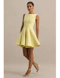 فستان قصير بكشكش - أصفر