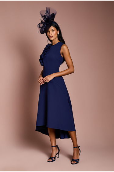 Petite 3D Corsage High Low Dress