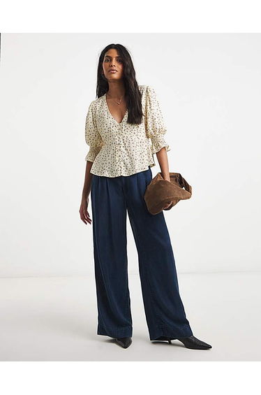 Simply Be Shirred Sleeve Tea Blouse