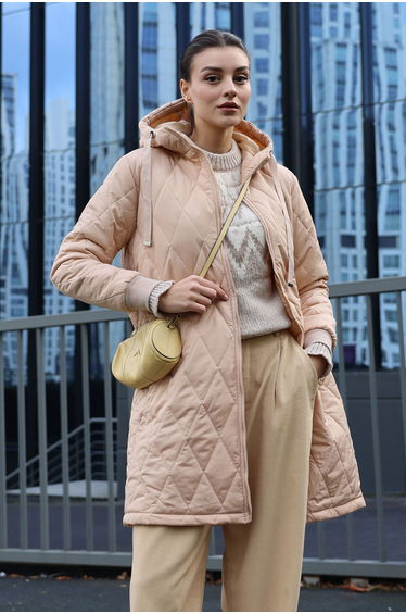 BDART Long Hooded Textured Gabardine Coat