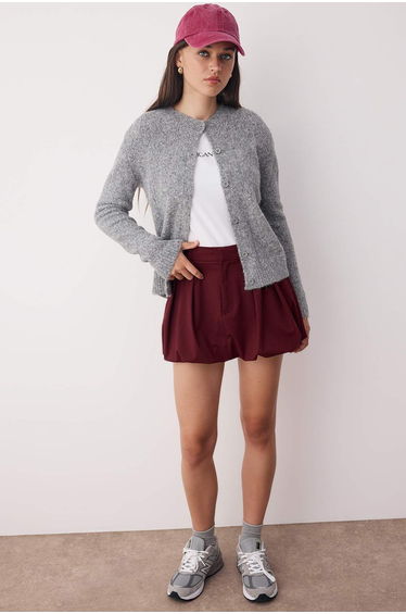 Dark Gray Gray Knit Detailed Soft Textured Knitwear Cardigan