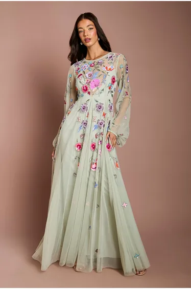 Embellished Chiffon Maxi Dress