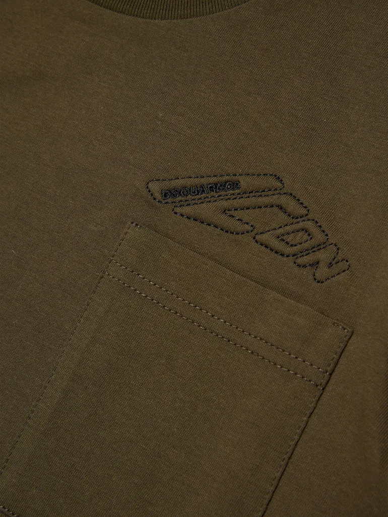 تيشيرت أطفال بجيوب لون أخضر - 3