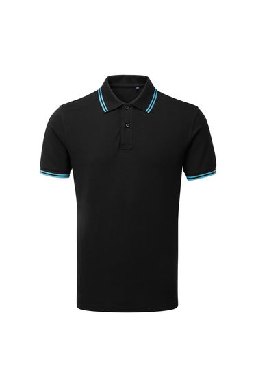 Asquith & Fox Mens Classic Fit Tipped Polo Shirt - Black/Turquoise