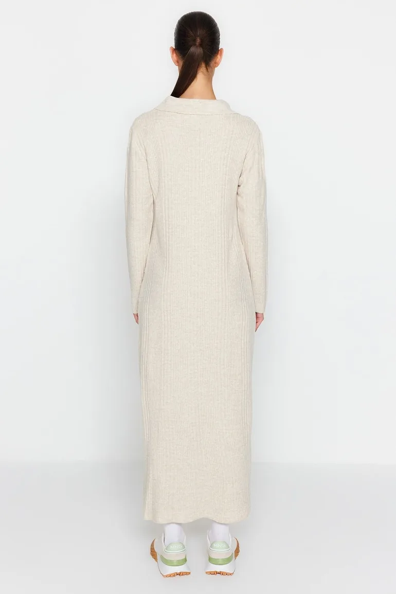 Shop Beige Midaxi Jumper Dress with Long Sleeve Online in Iraq