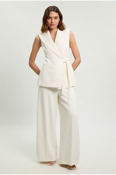 Compact Stretch Tailored Tie Front Waistcoat