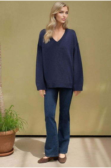 Thick Knit V-neck Sweater