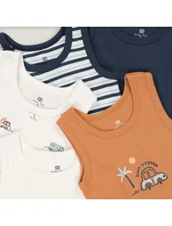 Pack of 5 Sleeveless Bodysuits in Cotton - 1