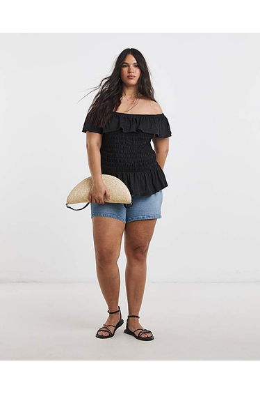 Ruffle Shirred Mesh Top
