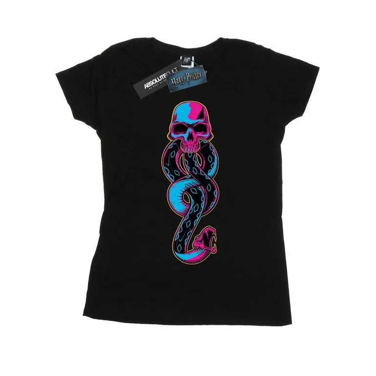 Harry Potter Womens/Ladies Neon Dark Mark Cotton T-Shirt - Black - 1
