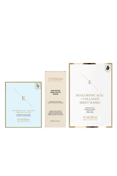 Skin Repair Snail Mucin Serum 60ml + Hyaluronic Acid + Collagen Hydrogel Eye Pads 5 X 2 + Hyaluronic Acid & Collagen Mask (3 Sheets)