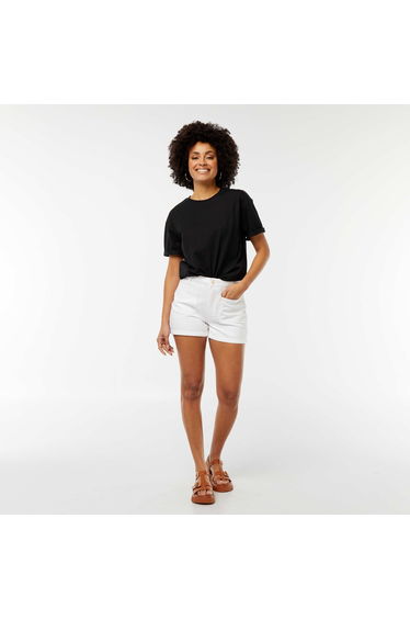 High-waisted denim shorts with 4 patch pockets WHITE
