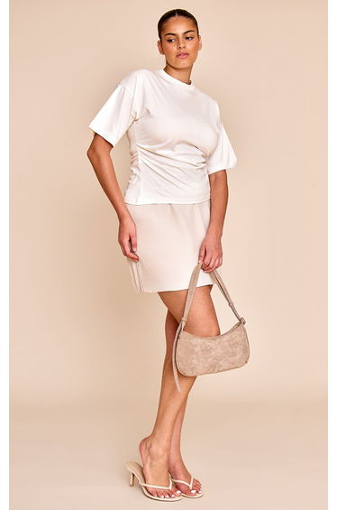 Plus Sand Woven Mini Skirt