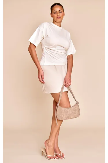 Plus Sand Woven Mini Skirt