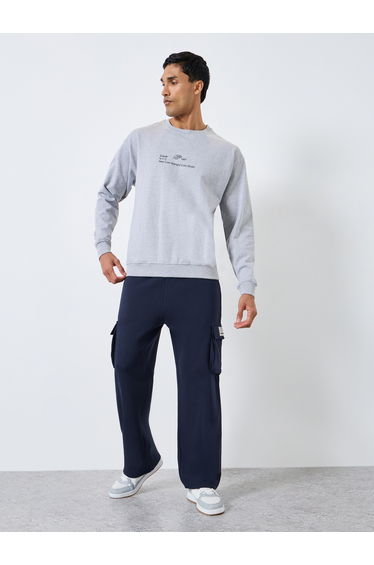 Men Navy Blue Oversized Cargo Joggers