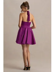 Peggy | Mulberry Halter-Neck Skater Mini Dress - 1
