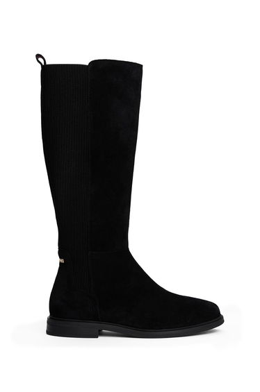 Flag Suede Long Boot Black