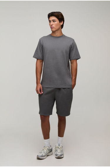 Regular Fit T-Shirt and Short Set - charcoal