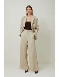 Tailored Wool Blend Straight Leg Trousers