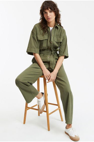 Short-Sleeved Jumpsuit, Length 25"