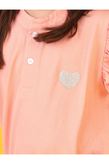 Glitter Heart Detail Flutter Sleeves Dress