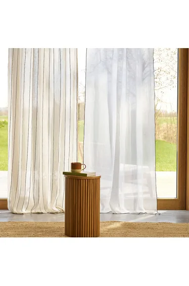 Onega Linen Voile Panel with Black Taped Edging